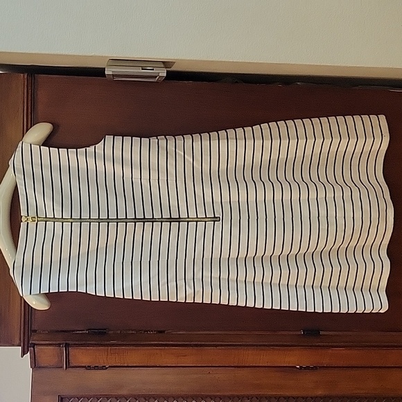 Sail to Sable | Navy Blue White Striped Sleeveless Nautical Shift Dress Small - Picture 4 of 9